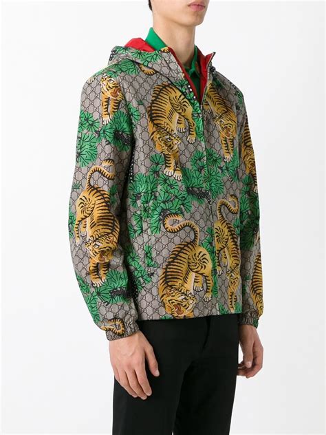 green gucci mens jacket|Gucci tiger leather jacket.